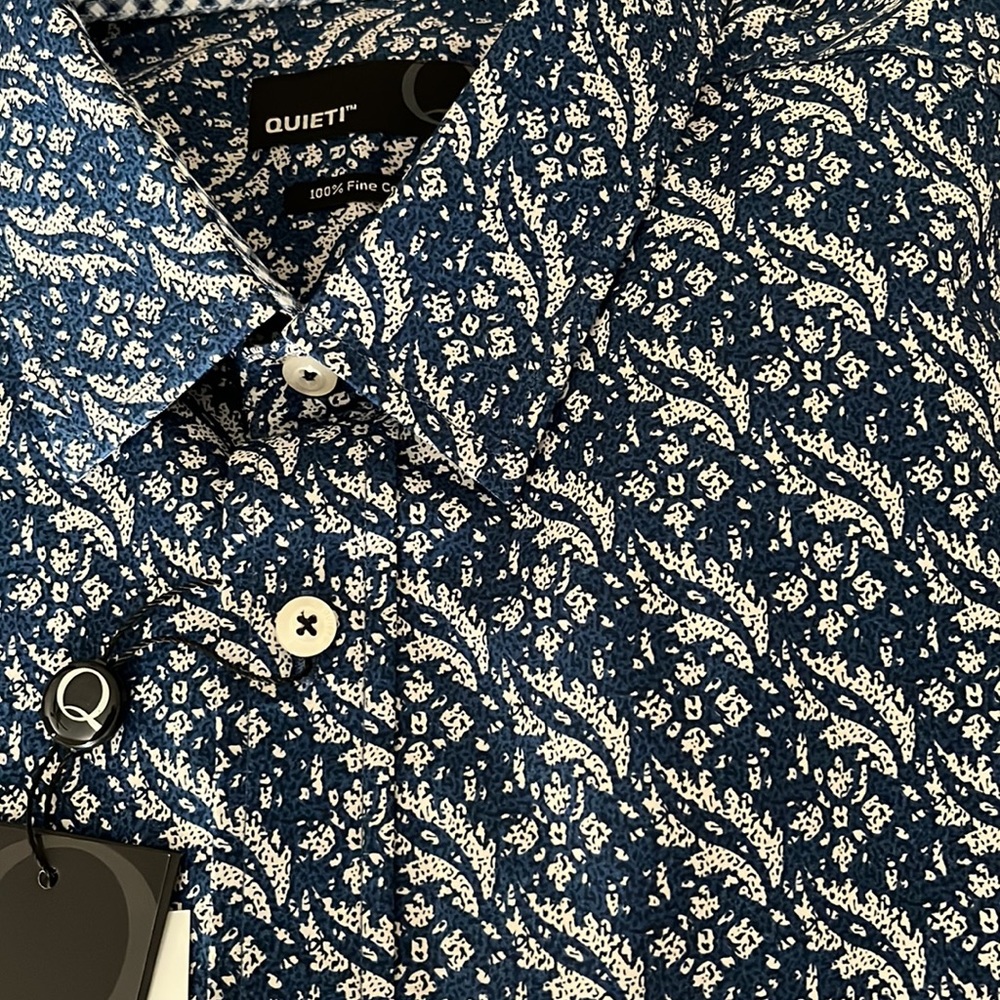 Quieti Mens Blue Tan Long Sleeve XL Button Down - Picture 2 of 4